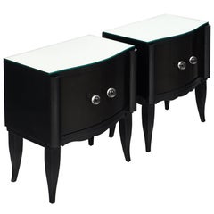 French Art Deco Ebonized Side Tables