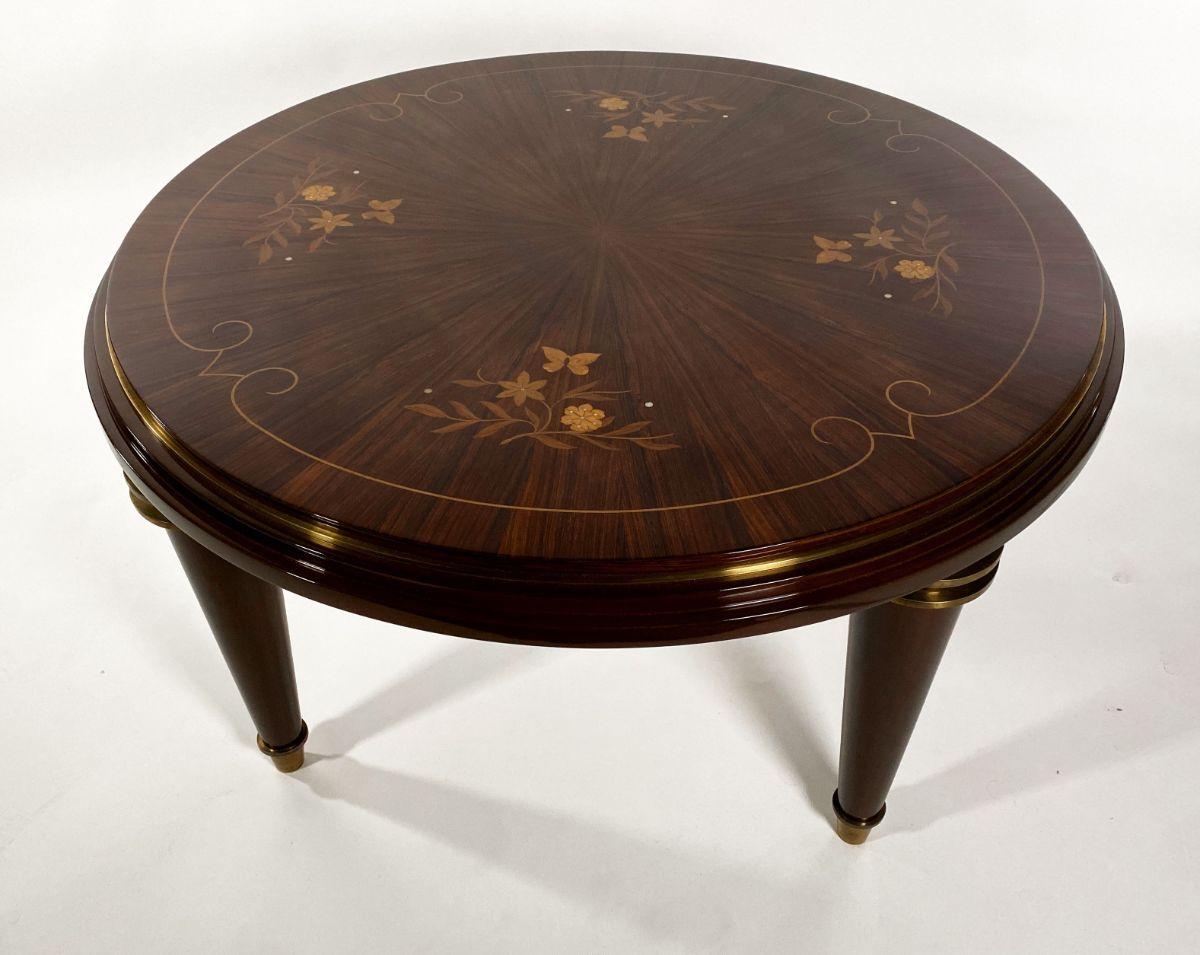 French Art Deco Ebony De Macassar, Parquetry & Bronze, Low Table, Jules Leleu For Sale 3