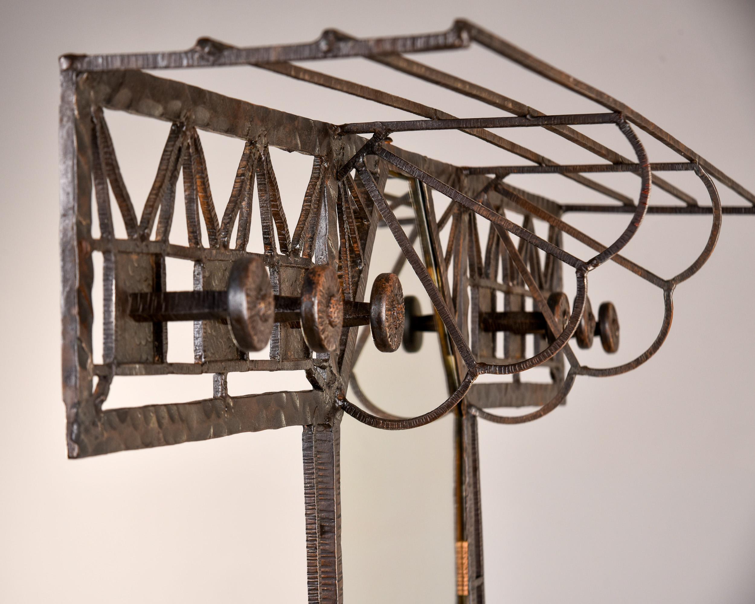 French Art Deco Edgar Brandt Style Fer Forge Iron Hall Tree For Sale 7