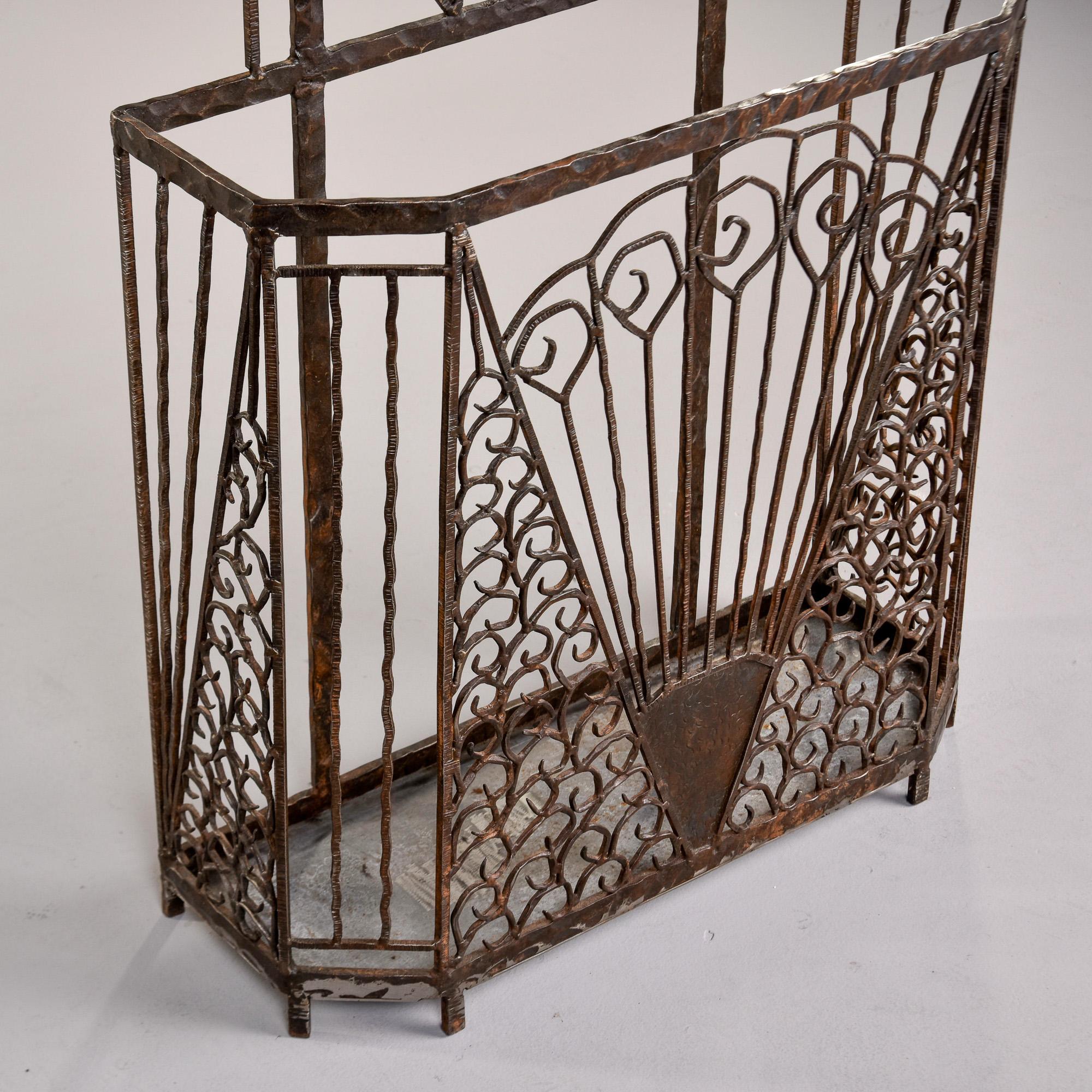 20th Century French Art Deco Edgar Brandt Style Fer Forge Iron Hall Tree For Sale