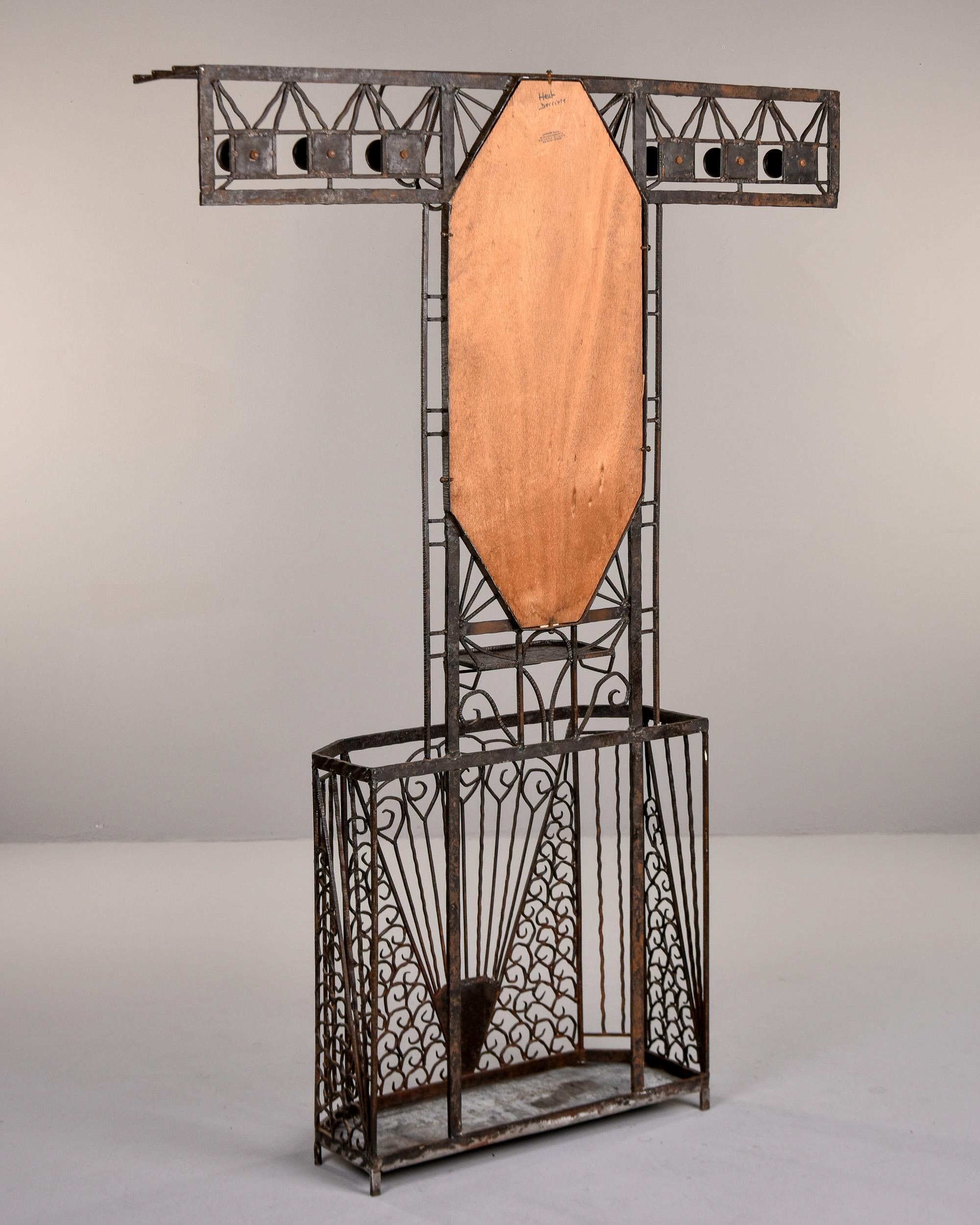 French Art Deco Edgar Brandt Style Fer Forge Iron Hall Tree For Sale 4
