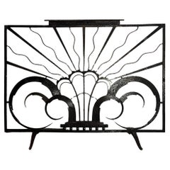 French Art Déco Edgar Brandt Style Fire Screen Wrought Iron