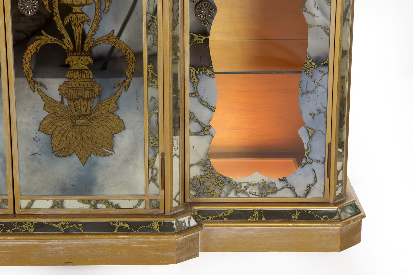 French Art Deco Eglomisé Smoked Mirror Bar Server Console, circa 1940s 5