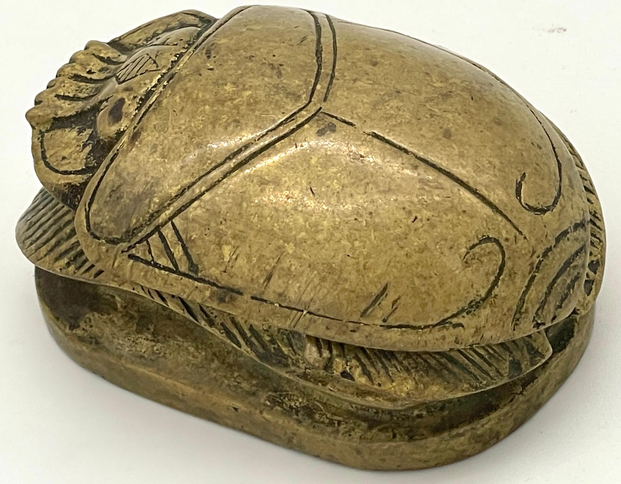 French Art Deco Egyptian Revival Bronze Scarab Box, with Hieroglyphs 2