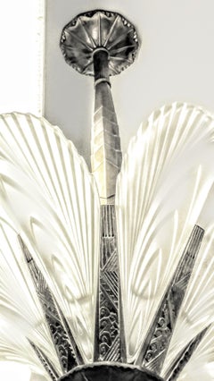 French Art Deco Eight Panels Feather Chandelier