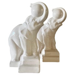 French Art Deco Elephant Bookends signed Duquenne