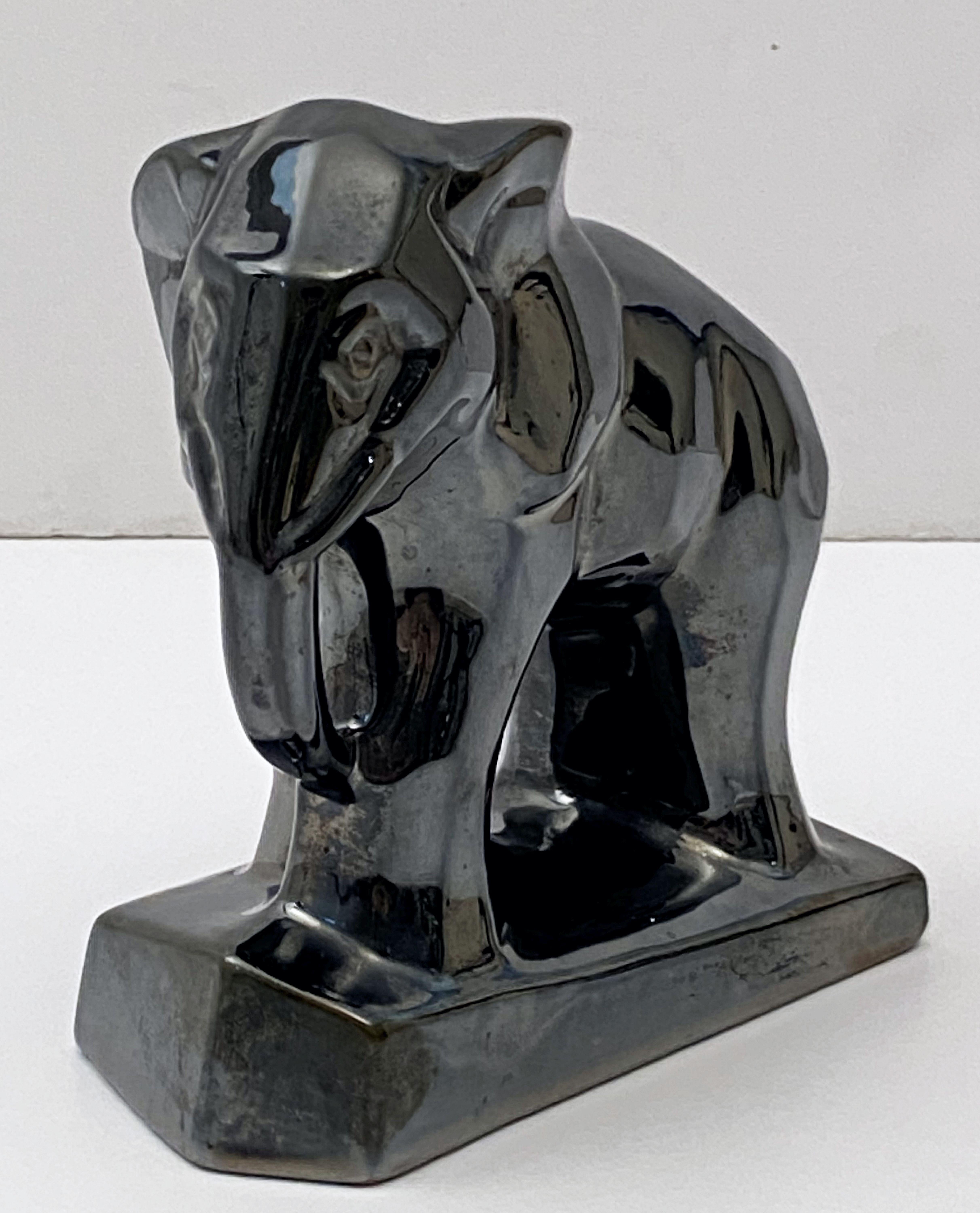 French Art Deco Elephant Figurine in the Cubist Style In Good Condition For Sale In Austin, TX