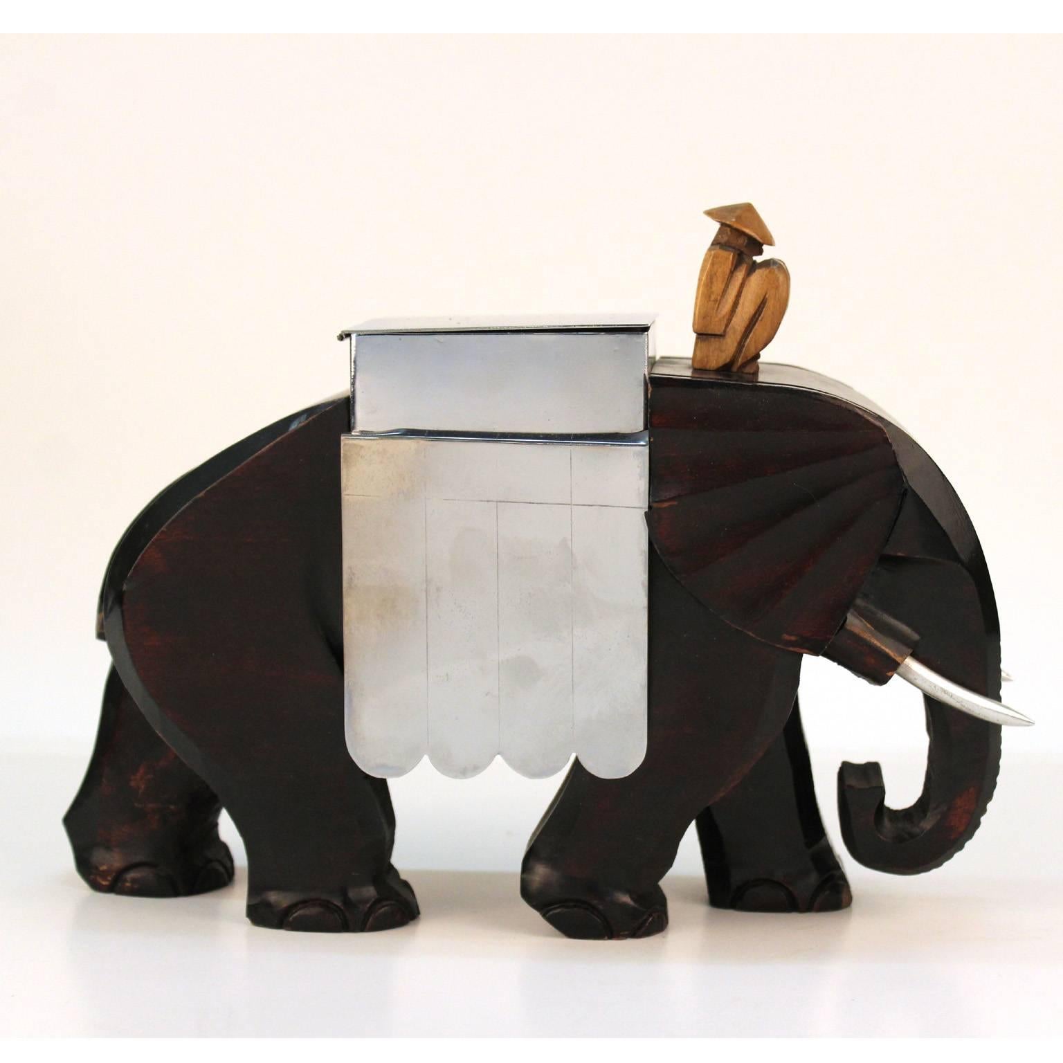 French Art Deco Elephant-Shaped Humidor Vessel In Good Condition In New York, NY