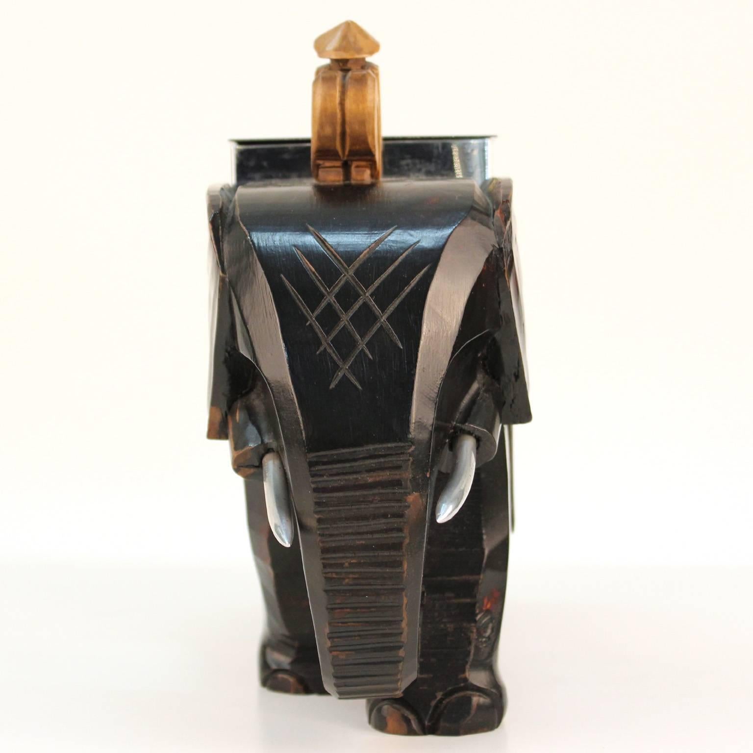 20th Century French Art Deco Elephant-Shaped Humidor Vessel