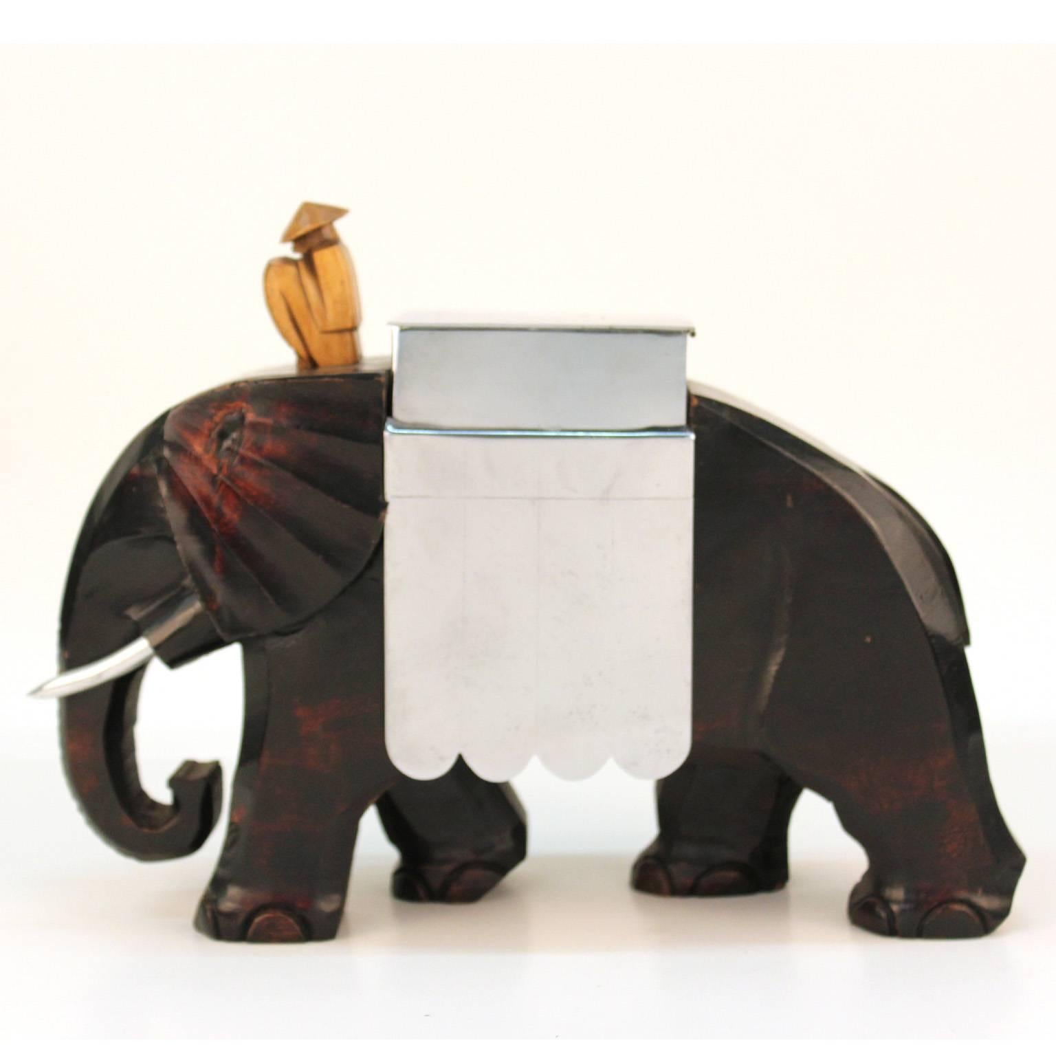 French Art Deco Elephant-Shaped Humidor Vessel 1