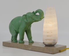French Art Deco Elephant Table Lamp / Night-Light, 1930s