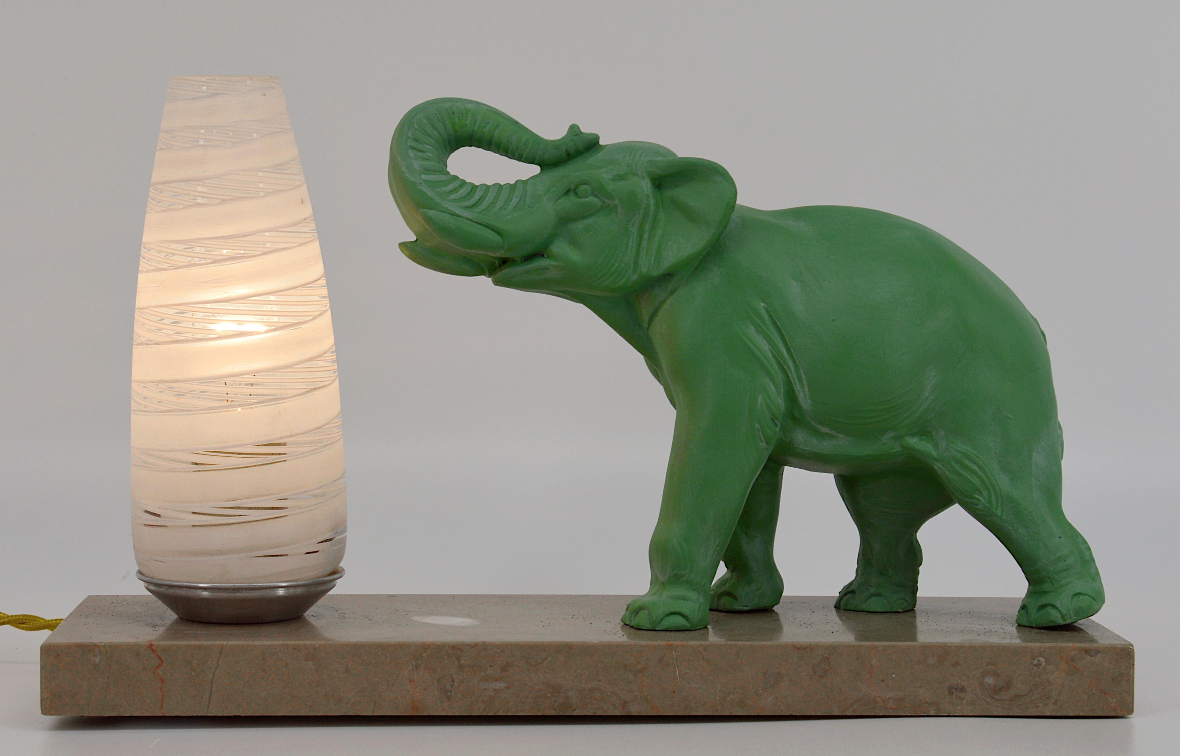 Mid-20th Century French Art Deco Elephant Table Lamp / Night-Light, 1930s
