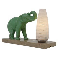 French Art Deco Elephant Table Lamp / Night-Light, 1930s