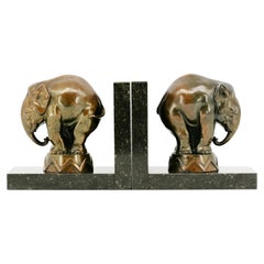 French Art Deco Elephants Bookends, 1930s