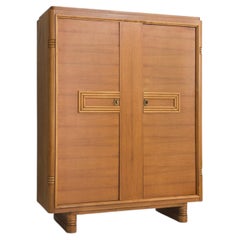 French Art Deco Elm Two-Door Armoire, 1940s