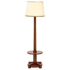 French Art Deco Elmwood Floor Lamp Gueridon in the Style of Maison Dominique