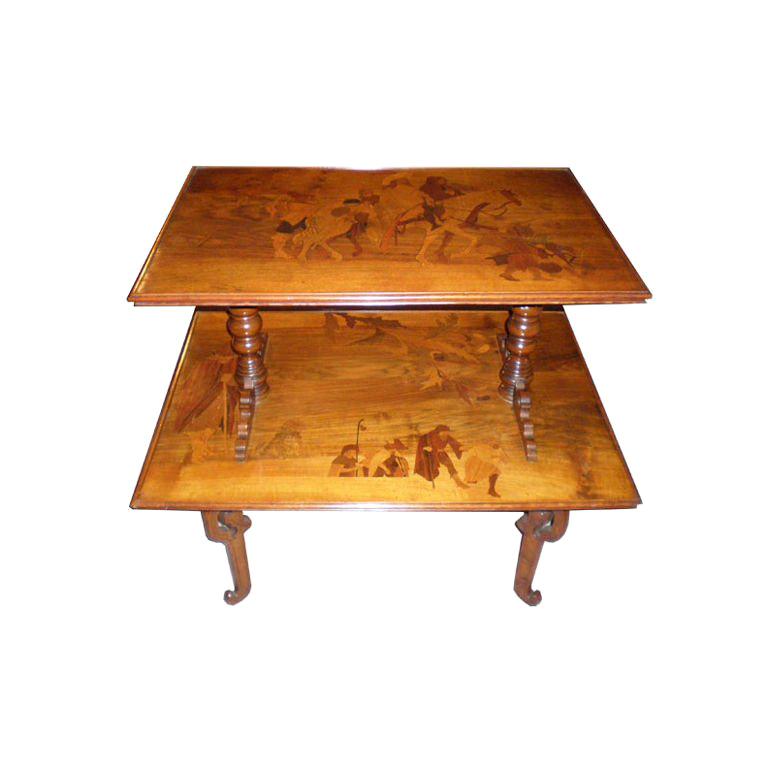 French Art Deco Emile Galle Two Tiered Table For Sale