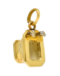 French Art Deco Enamel 18 Karat Gold Powder Room Sink Charm