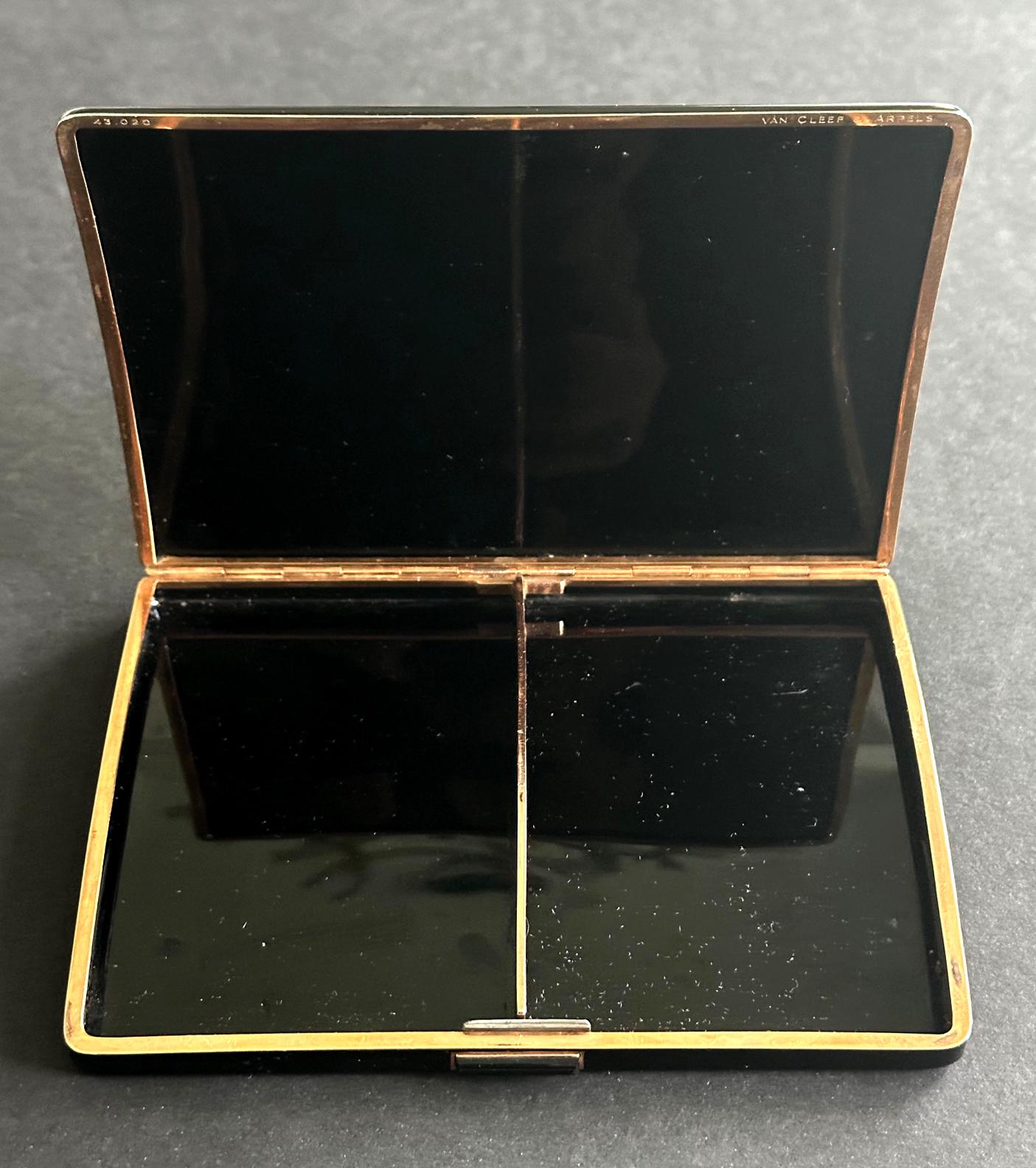 Metal French Art Deco Enamel and Gilt Box by Van Cleef & Arpels For Sale