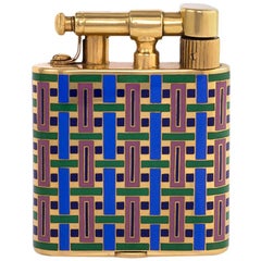 French Art Deco Enamel and Gold Hammer Lighter