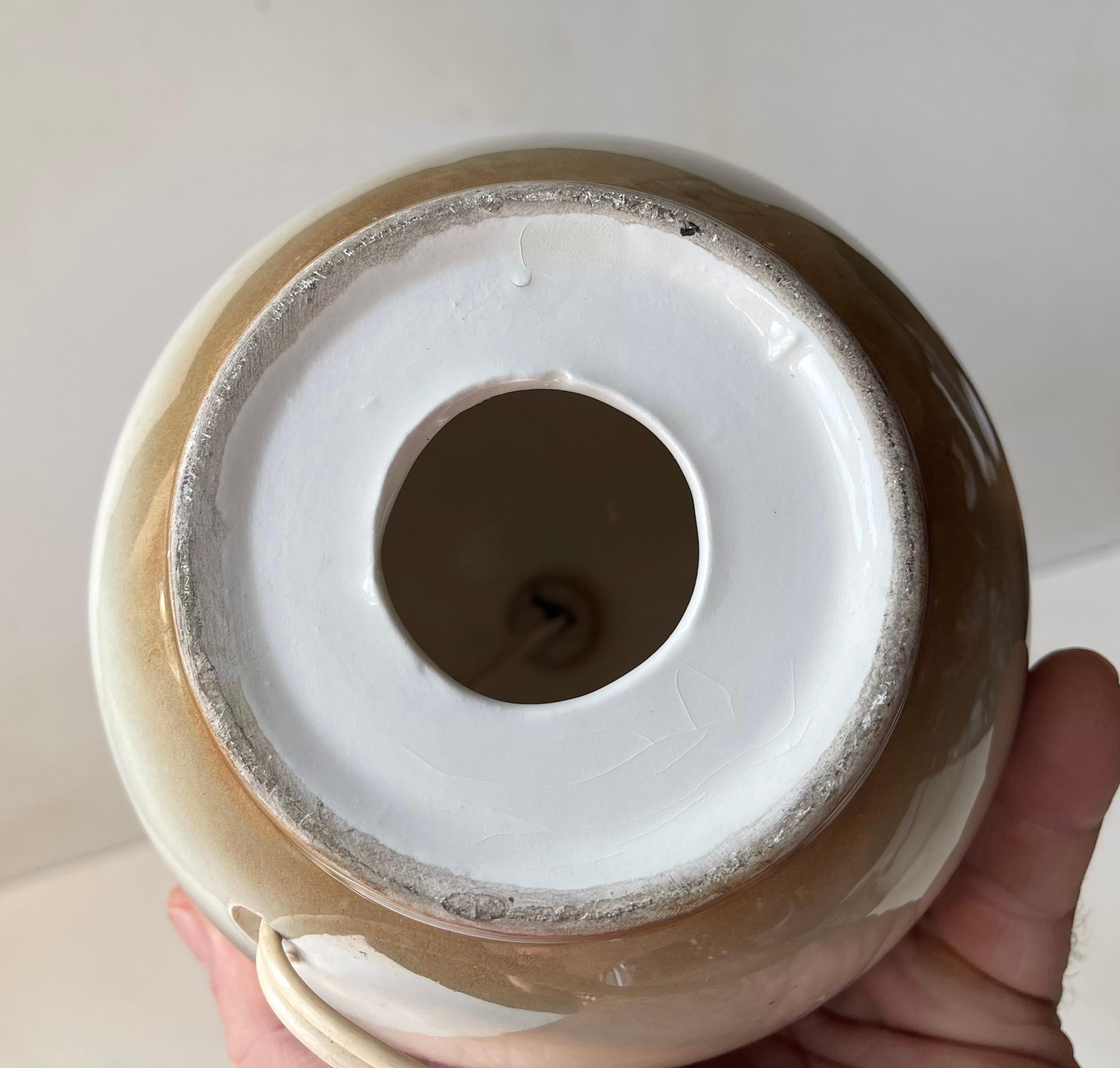 Lámpara de sobremesa francesa Art Déco de cerámica esmaltada al estilo de Jean Besnard, años 30 en venta 3