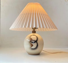 French Art Deco Enamel Ceramic Table Lamp in the Style of Jean Besnard, 1930s