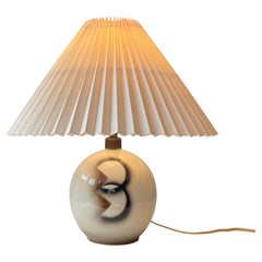 French Art Deco Enamel Ceramic Table Lamp in the Style of Jean Besnard, 1930s