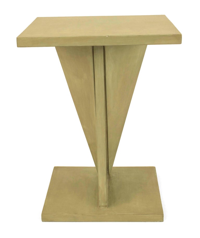 Wood Jean Dunand French Art Deco Lacquered Pedestal End Table For Sale