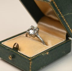 French Art Deco Engagement Ring. 1.70ct Old Euro Cut Ring Platinum Engraved KVS2