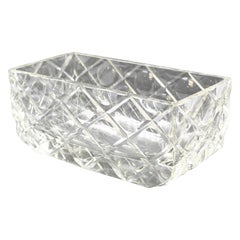 French Art Deco Etched Crystal Centerpiece Bowl Vase Planter