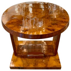 French Art Deco Exotic Burl Veneer Side Table