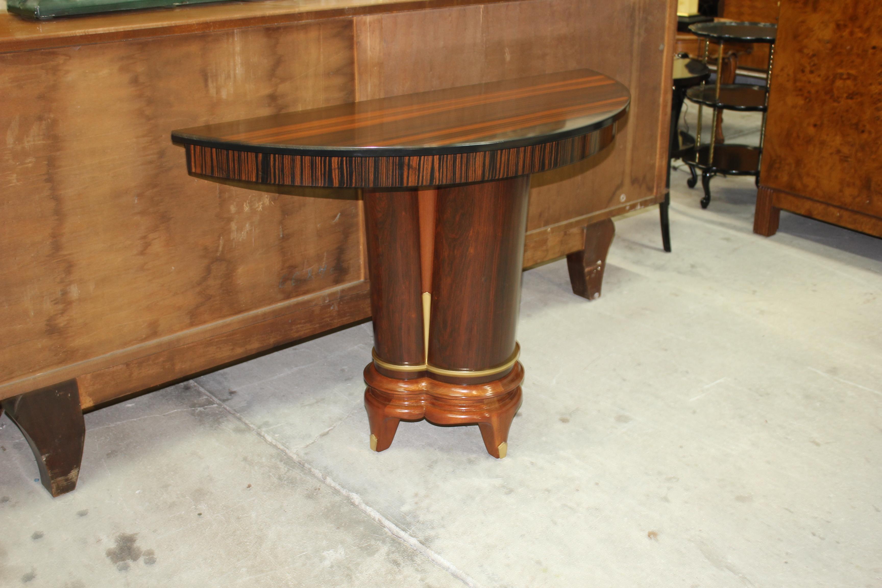 French Art Deco Exotic Macassar Ebony Console Tables, circa 1940s im Angebot 3