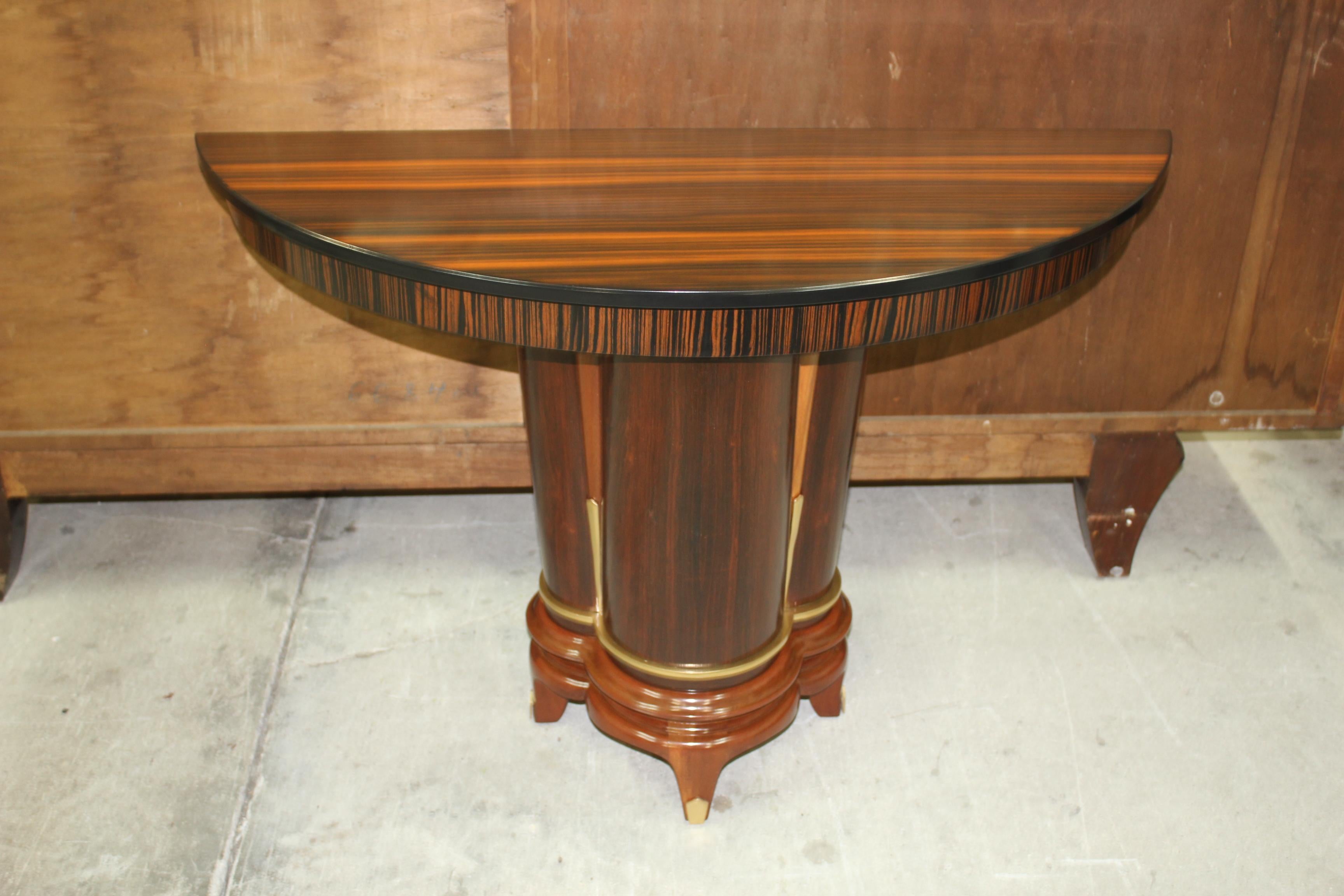 French Art Deco Exotic Macassar Ebony Console Tables, circa 1940s For Sale 6