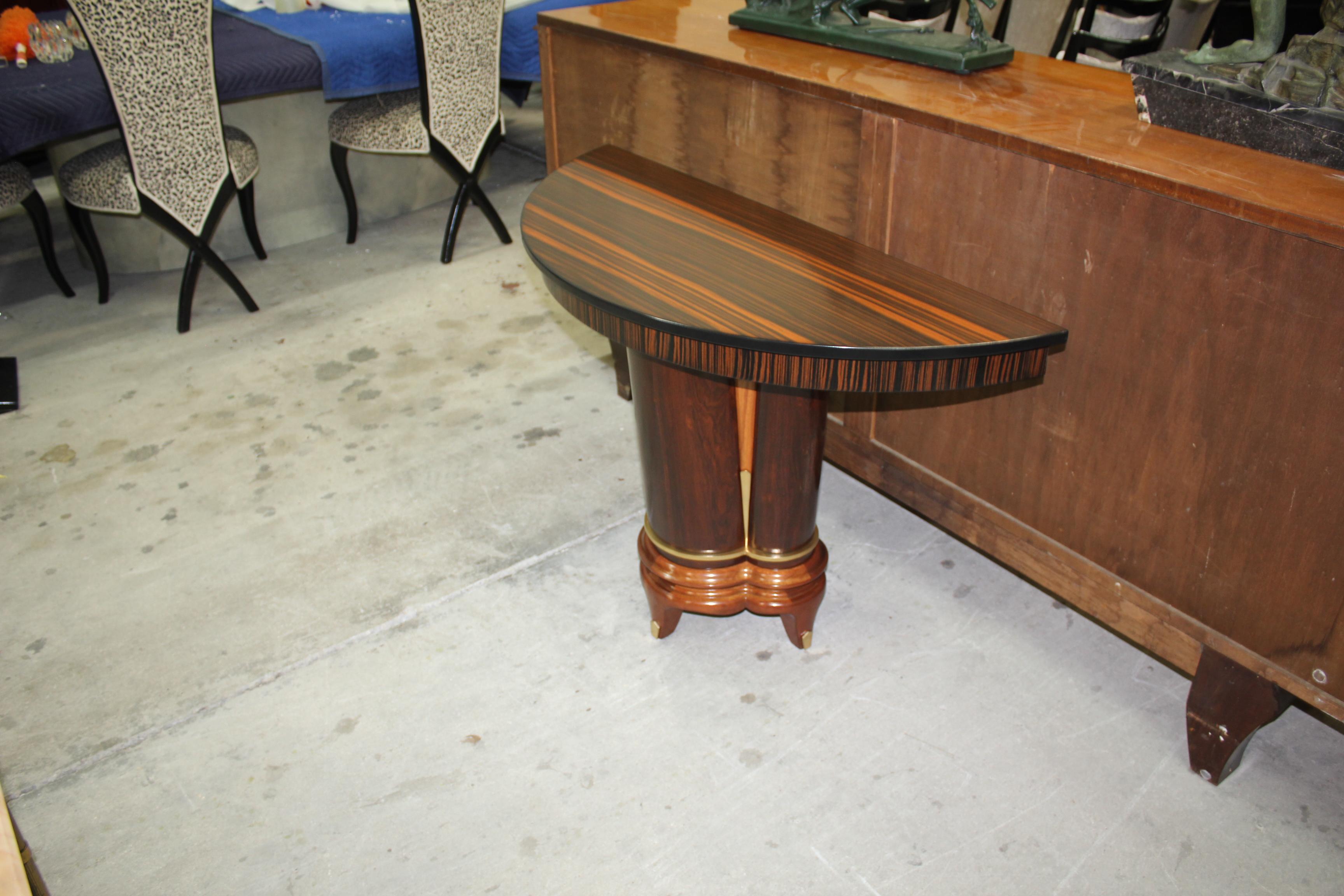 French Art Deco Exotic Macassar Ebony Console Tables, circa 1940s For Sale 7