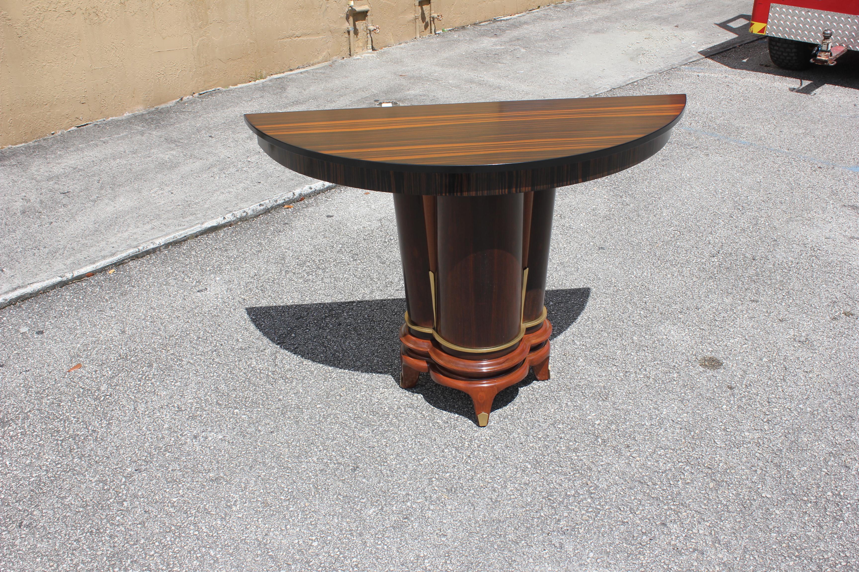 French Art Deco Exotic Macassar Ebony Console Tables, circa 1940s For Sale 11