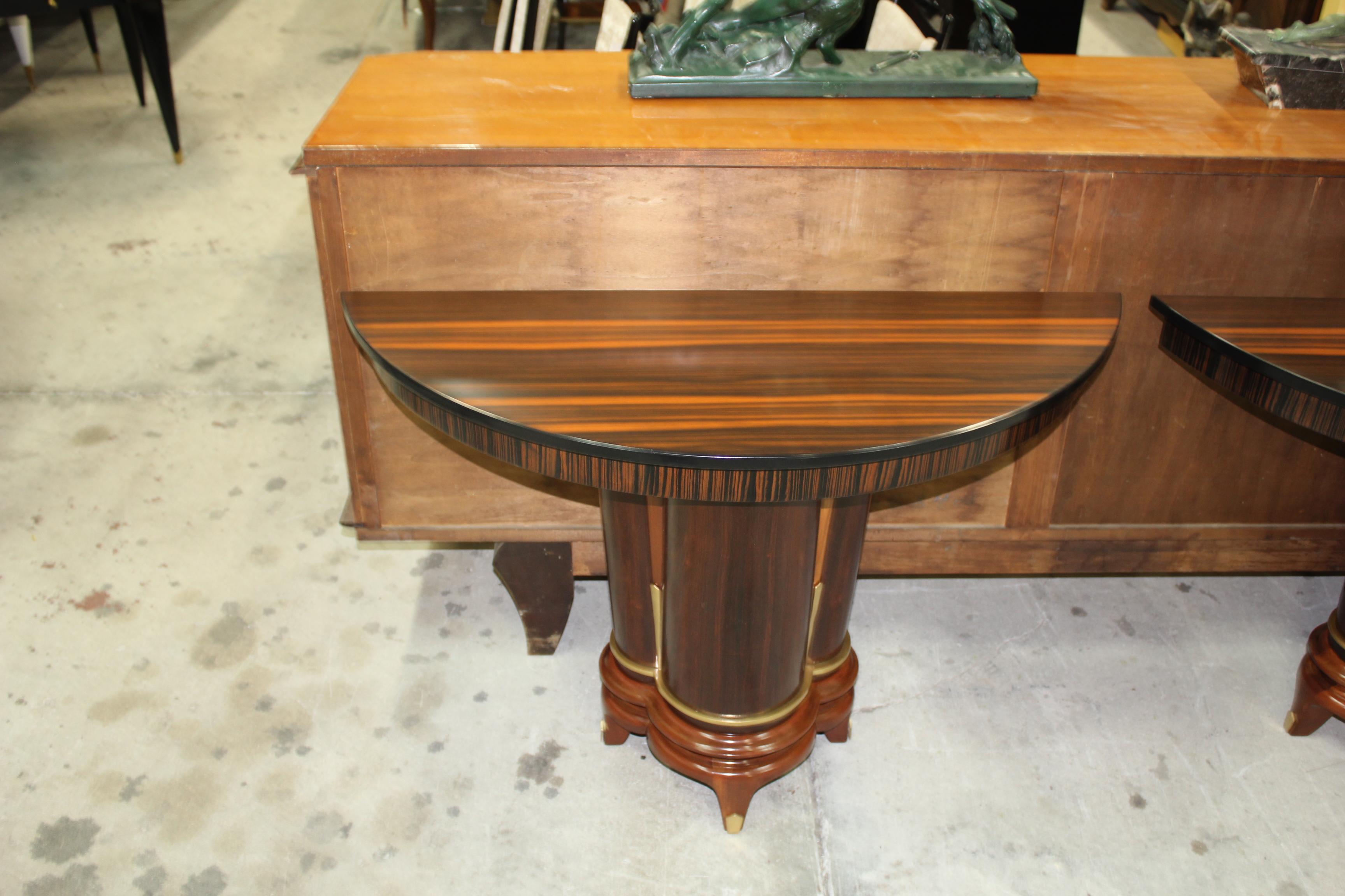 French Art Deco Exotic Macassar Ebony Console Tables, circa 1940s For Sale 12