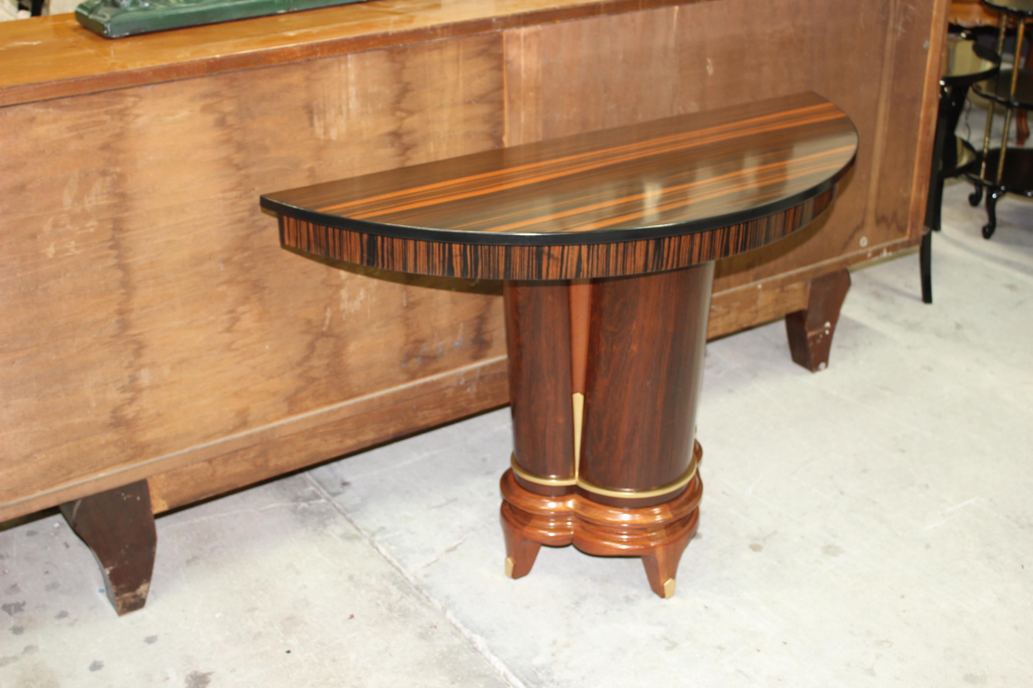 Mid-20th Century French Art Deco Exotic Macassar Ebony Console Tables, circa 1940s For Sale