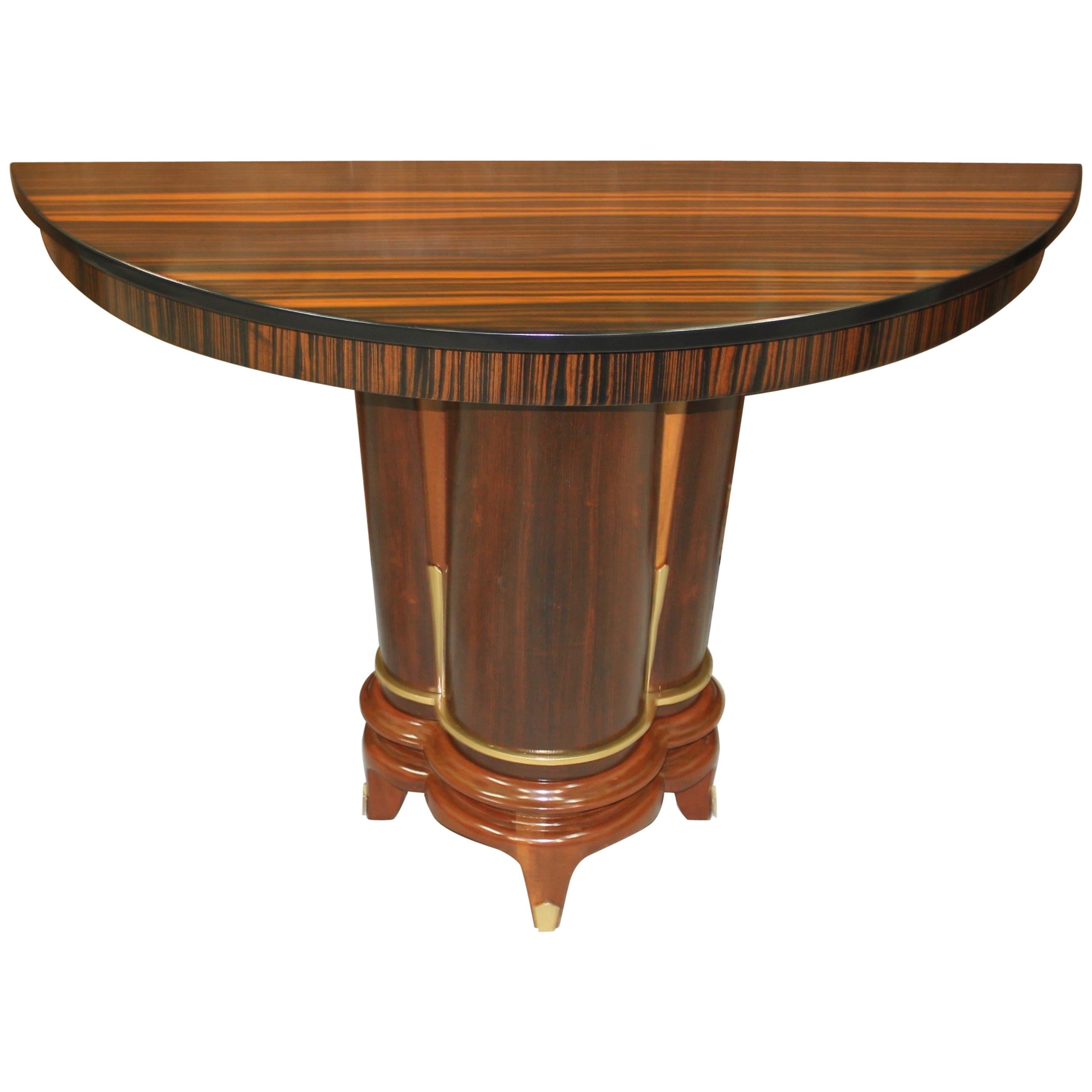 French Art Deco Exotic Macassar Ebony Console Tables, circa 1940s For Sale