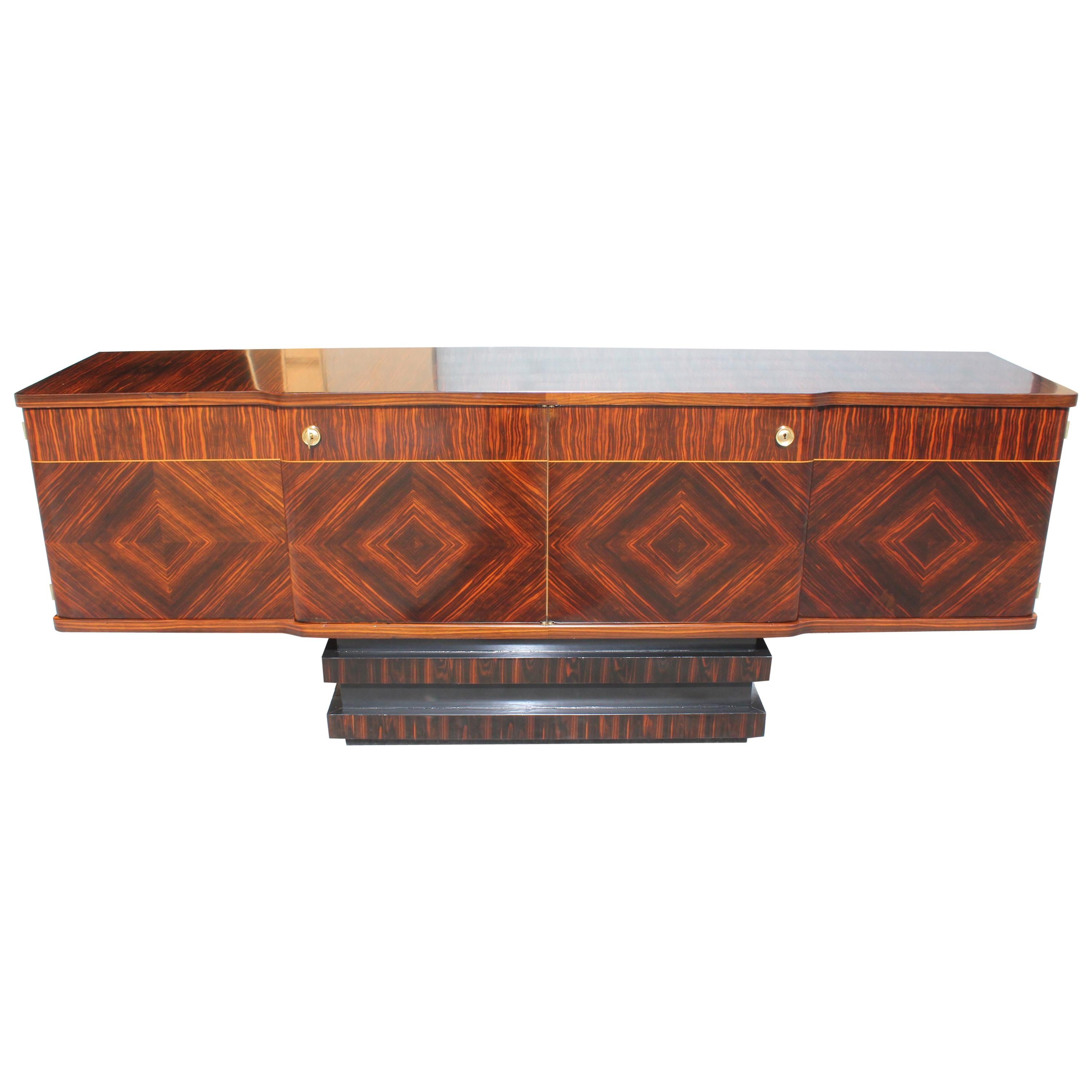 French Art Deco Exotic Macassar Ebony Sideboard or Buffet, 1940s