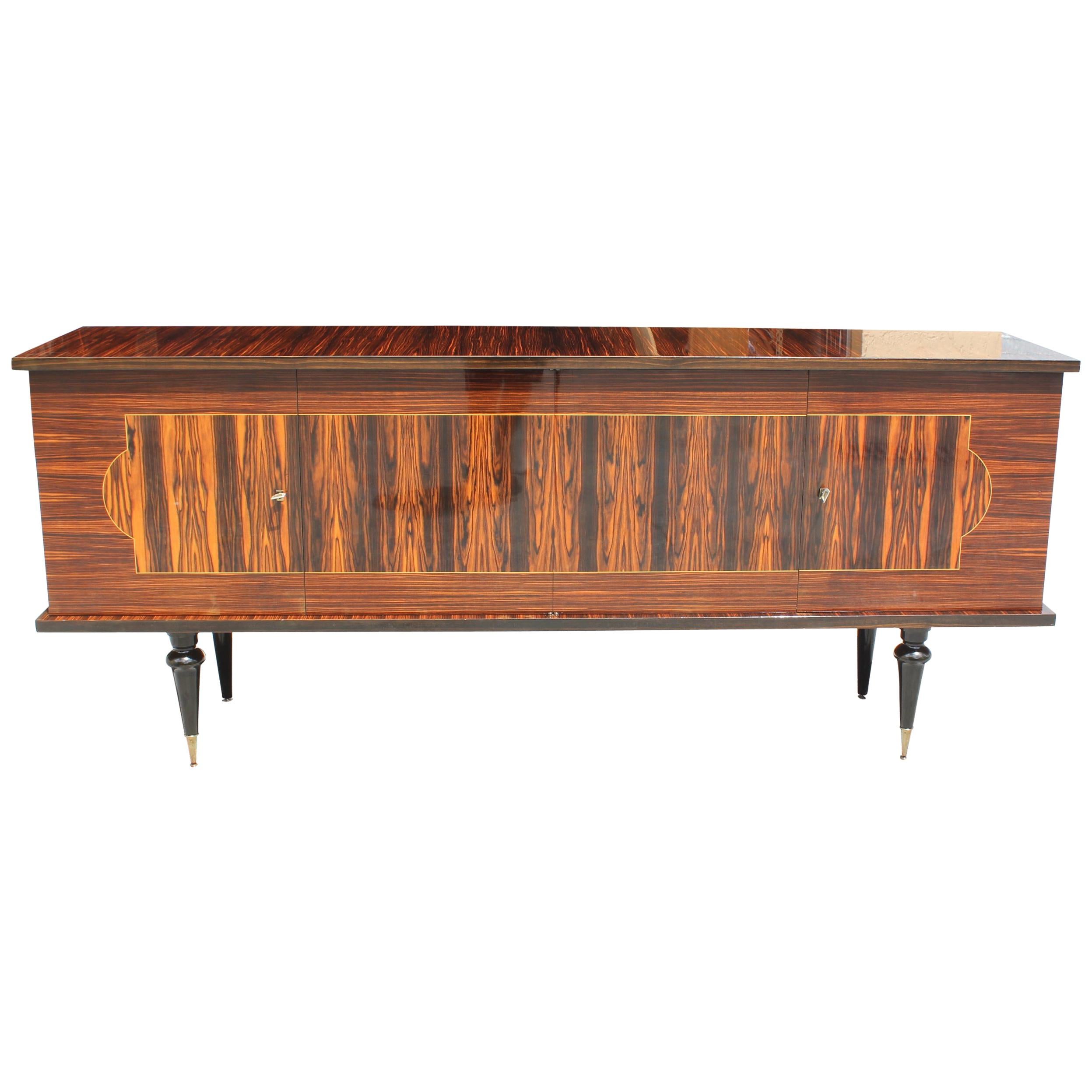 French Art Deco Exotic Macassar Ebony Sideboard or Buffet, circa 1940s