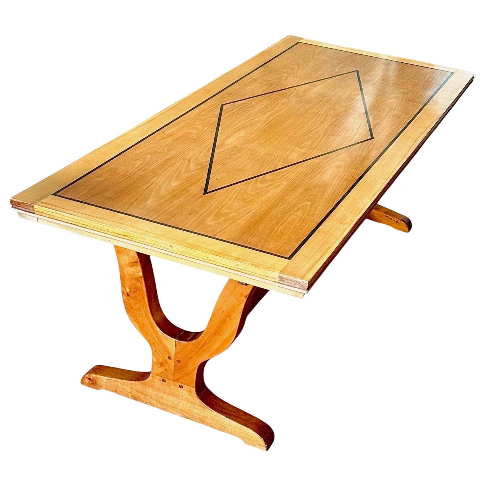 French Art Deco Extendable Dining Cherrywood Table, Seats up to 14 For Sale