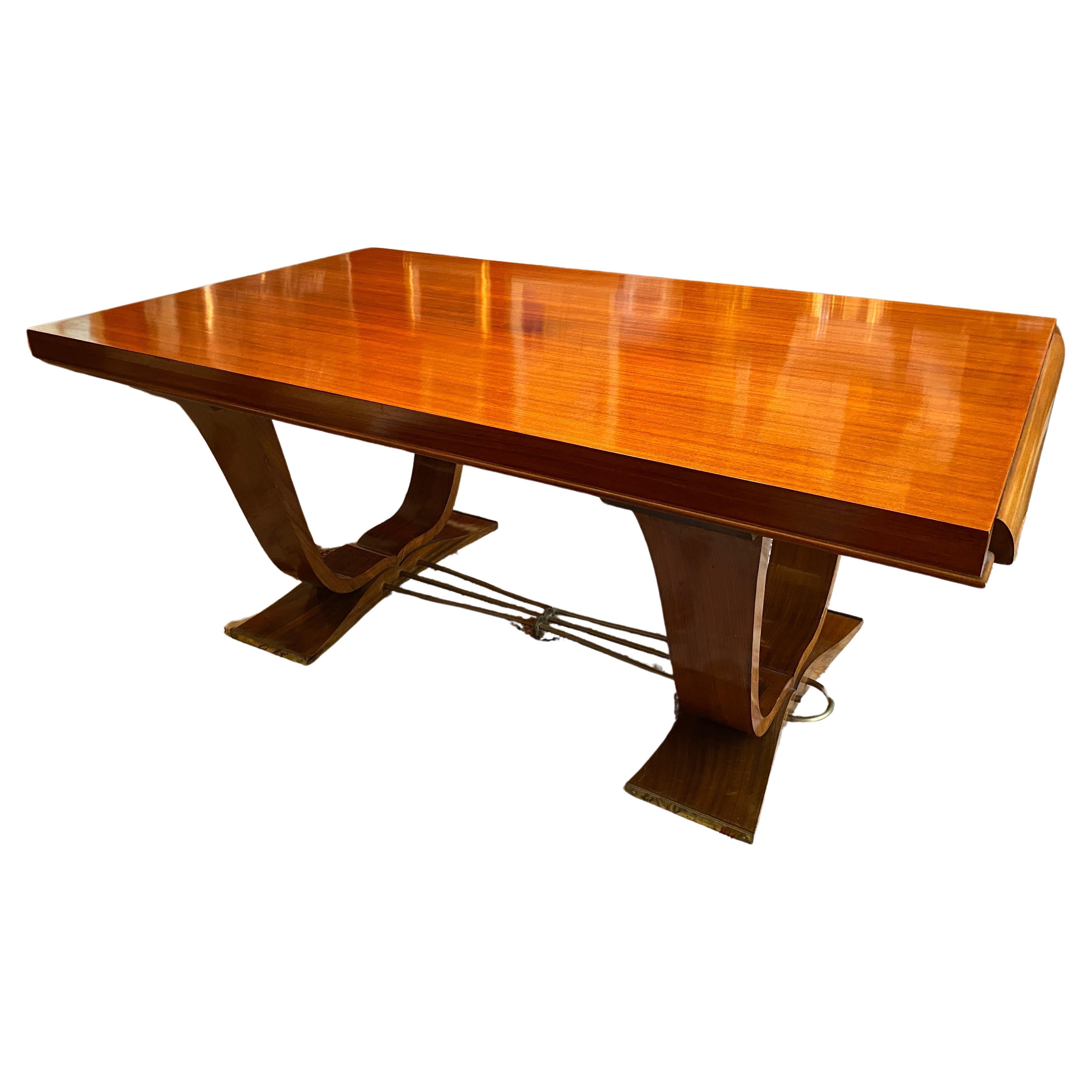 Large French Art Deco Extendable Dining Table attributed to Jules Leleu