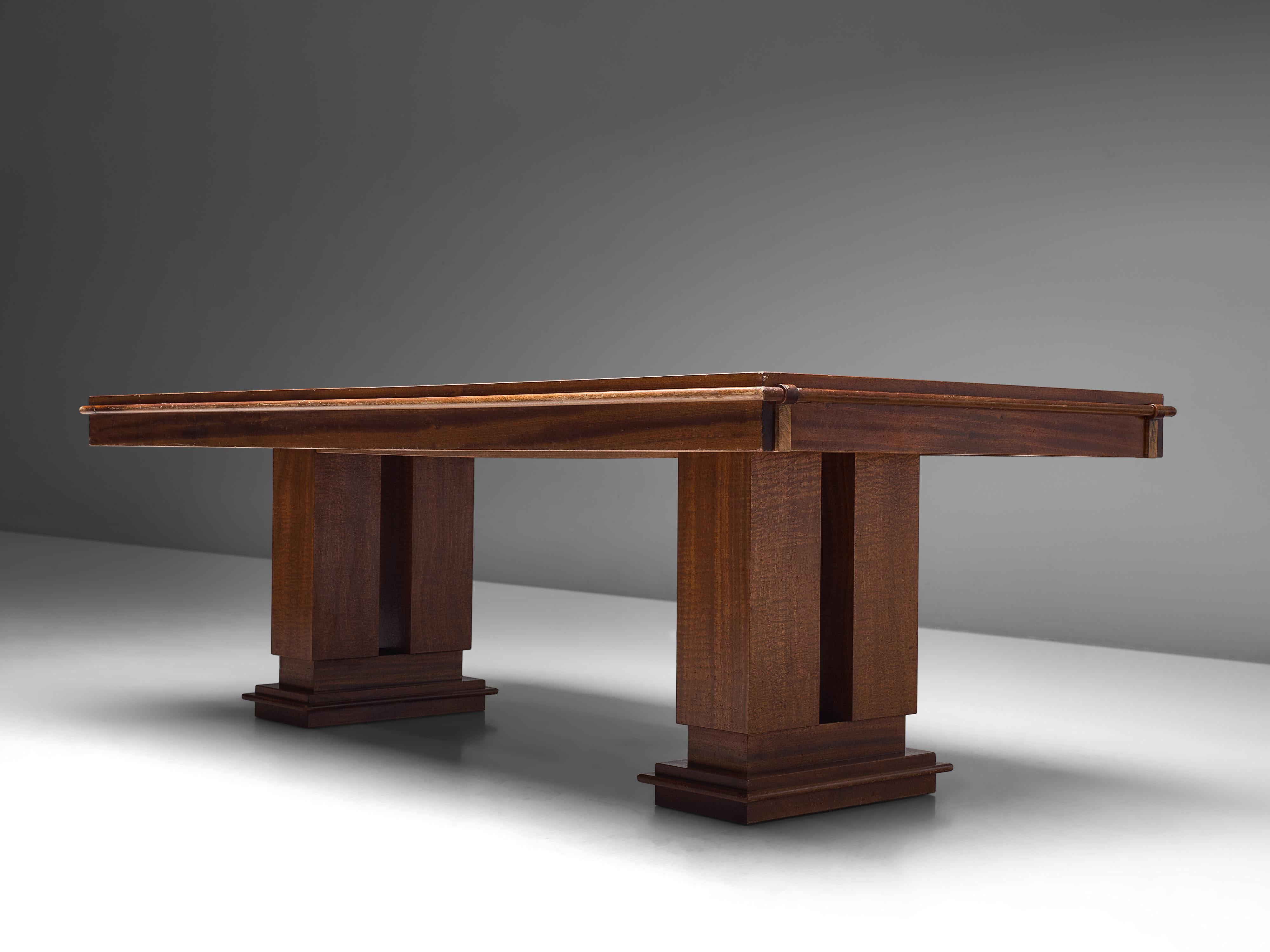 French Art Deco Extendable Dining Table in Mahogany 2