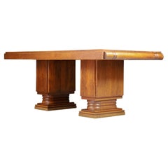 French Art Deco Extendable Table in Oak by Charles Dudouyt, France, 1940s