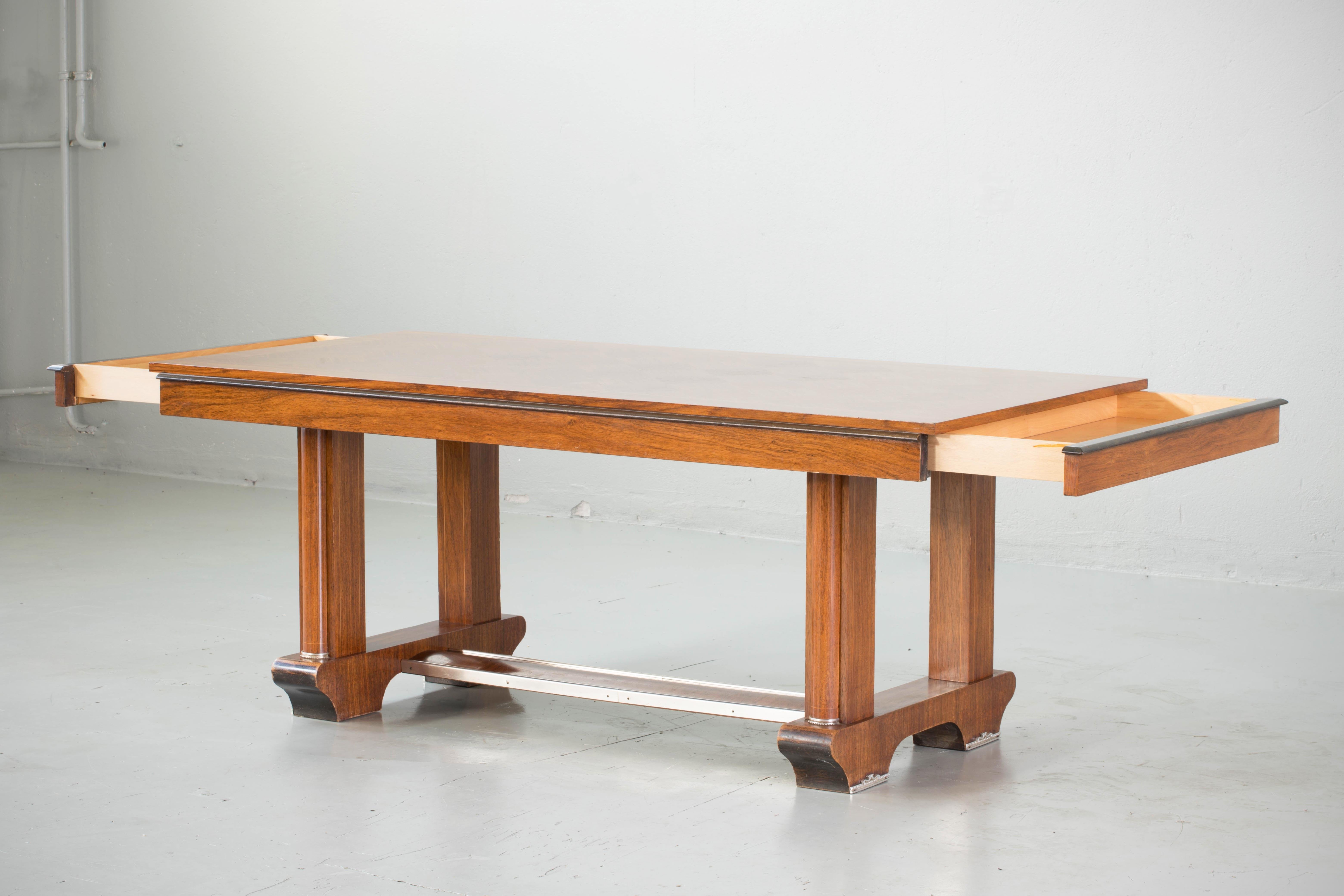 Oak French Art Deco Extensible Table, 1940s