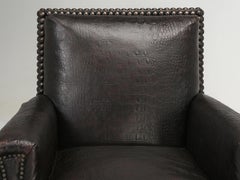 Art Deco Faux Crocodile Leather Club Chairs Correctly Restored, 1920s-1930s