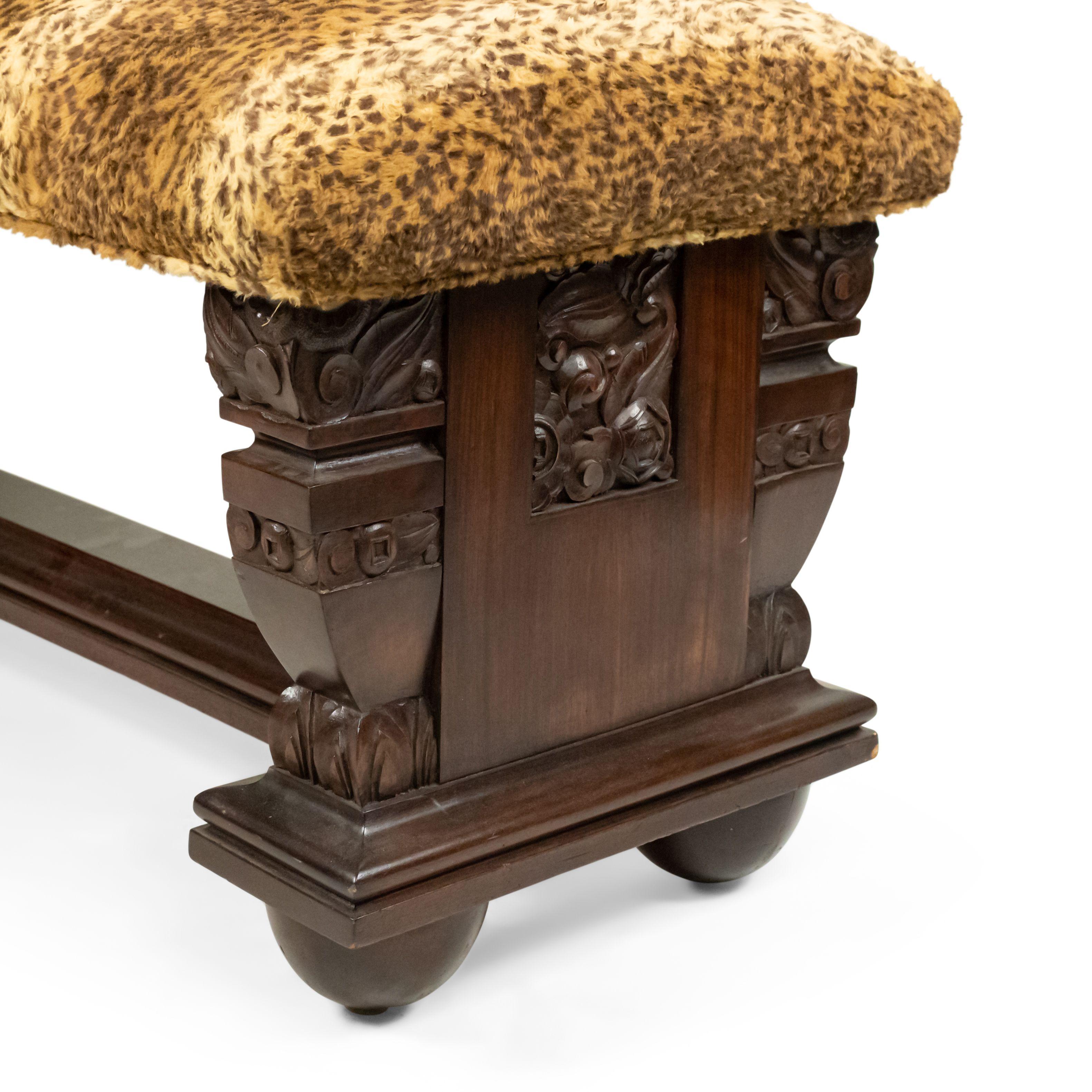 Panchina Art Deco francese in finto leopardo in vendita 4