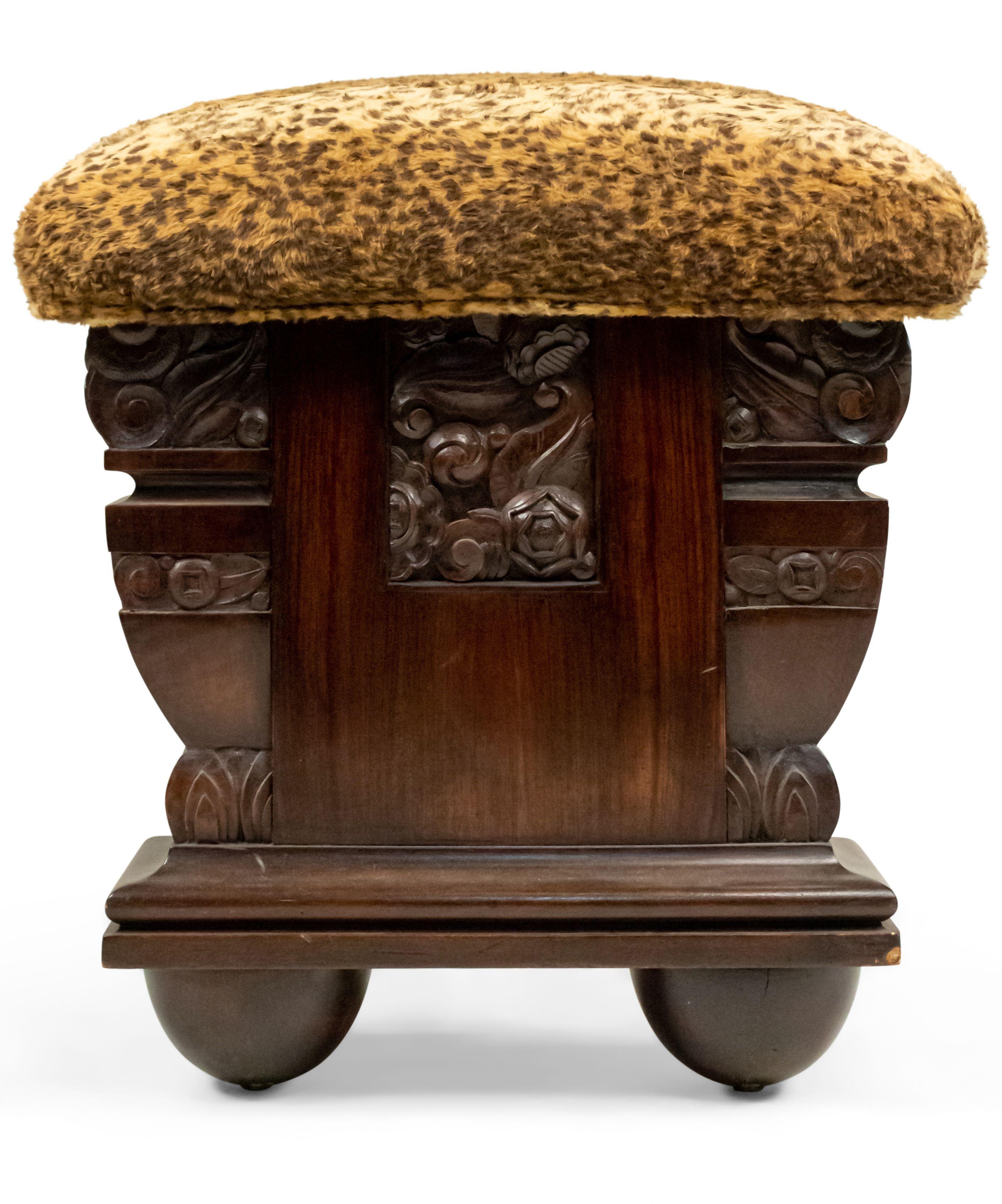 Panchina Art Deco francese in finto leopardo in vendita 5