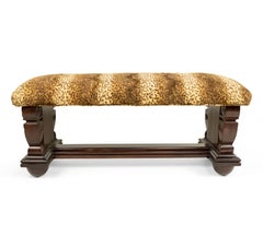 French Art Deco Faux Leopard Bench