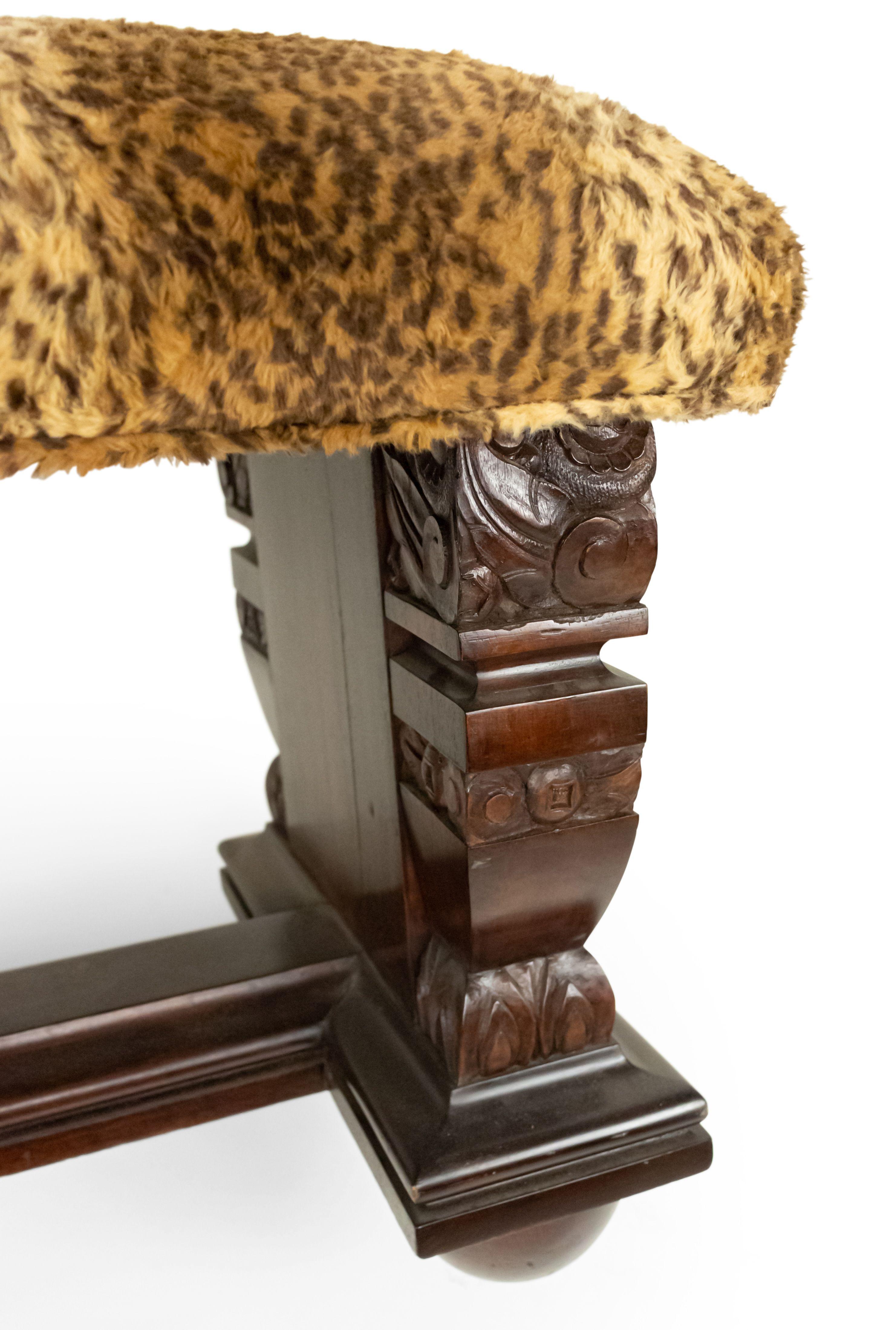 Panchina Art Deco francese in finto leopardo in vendita 2